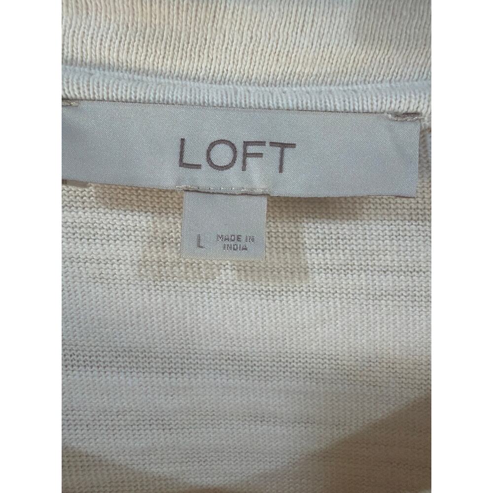 LOFT Women’s Cream Knit Top Floral Embroidered Sleeves Size large - Picture 5 of 11